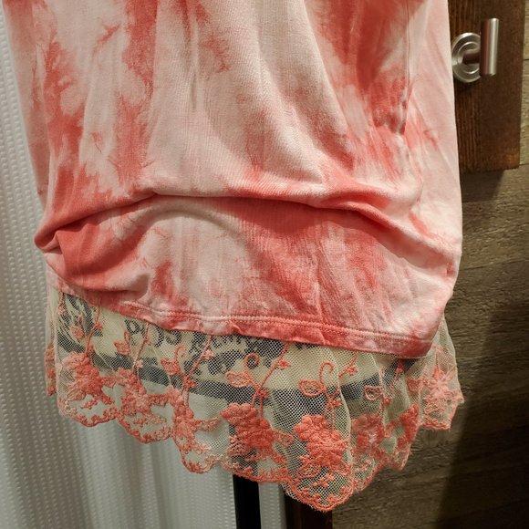 Olivia Tie Die Blouse Top Embellished Stretch Lace small - Picture 3 of 10